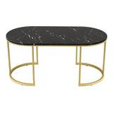 Artiss Marble Effect Coffee Table — Black — Allure Home Collections