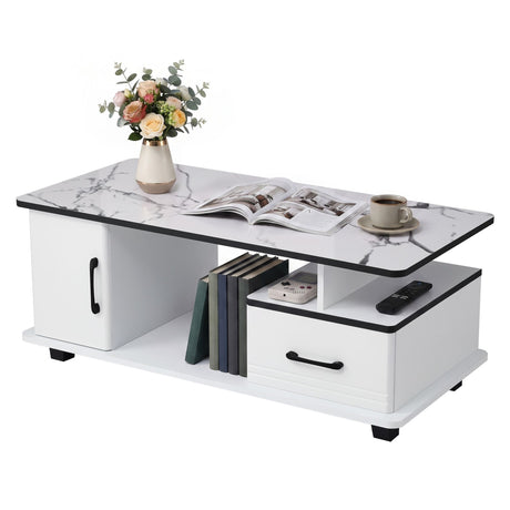 Woori Yallock Marble Coffee Table, White