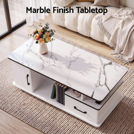 Woori Yallock Marble Coffee Table, White