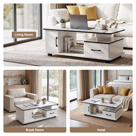 Woori Yallock Marble Coffee Table, White