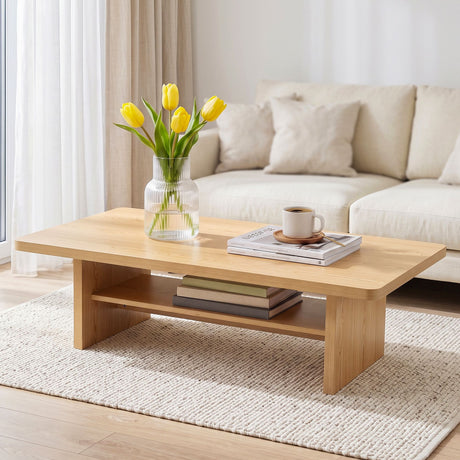 Seville pine wood coffee table in a modern living room
