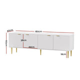 Artiss Riley 180cm White TV Cabinet with 4-Door Reeded Panel Storage — Allure Home Collections