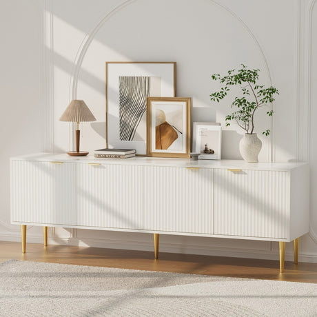 Artiss Riley 180cm White TV Cabinet with 4-Door Reeded Panel Storage — Allure Home Collections