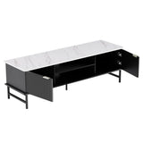 Artiss Kaisu 140cm TV Cabinet with Marble-Effect Top and Reeded Doors — Allure Home Collections