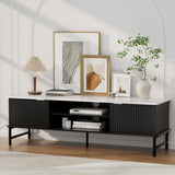 Artiss Kaisu 140cm TV Cabinet with Marble-Effect Top and Reeded Doors — Allure Home Collections