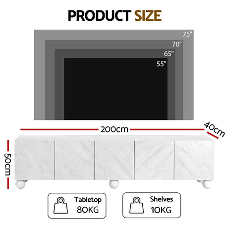 Beauty Point 200cm Entertainment Unit, White