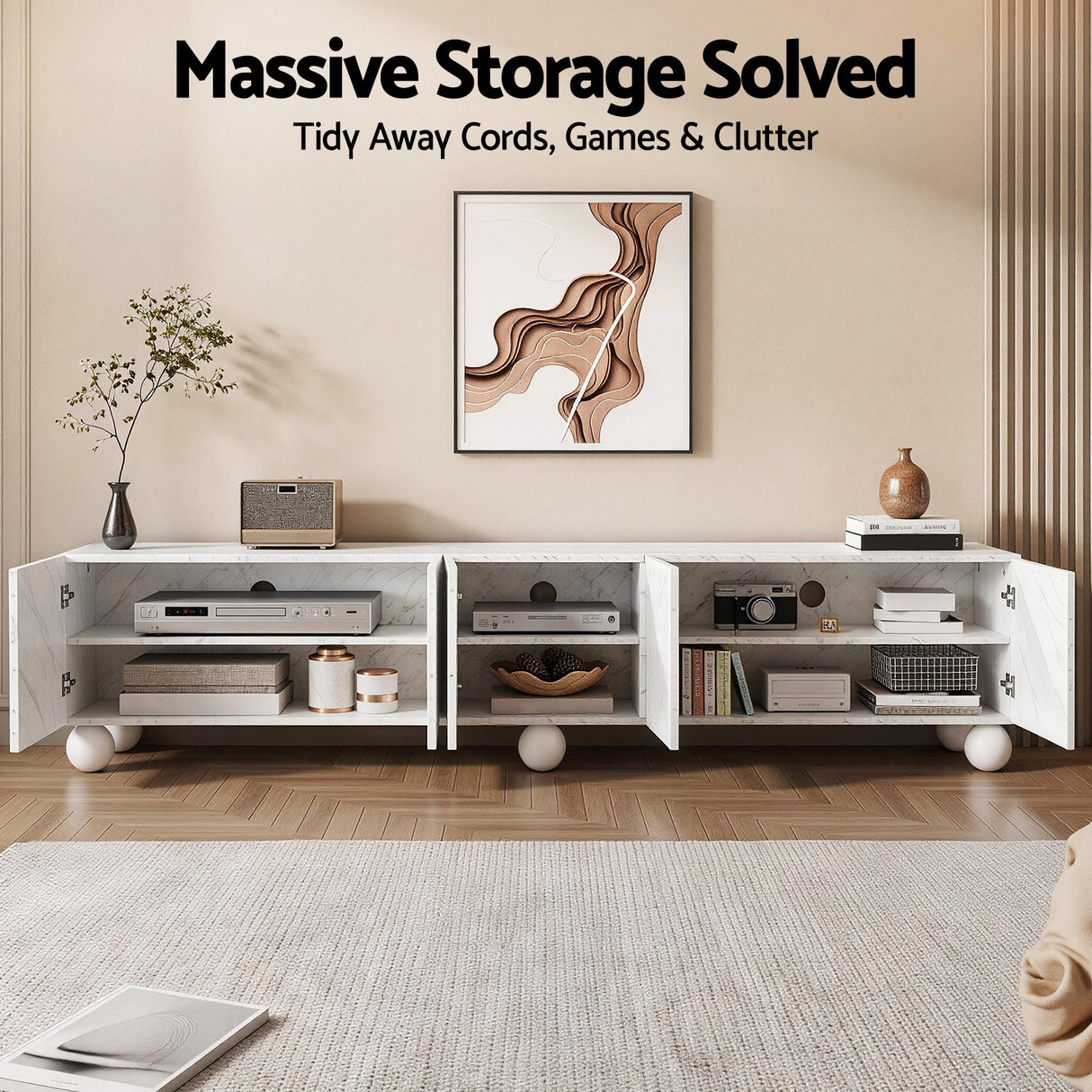 Beauty Point 200cm Entertainment Unit, White