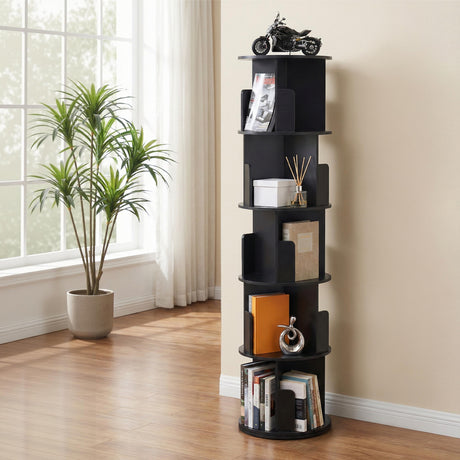 Prospect 5 Tier Rotating Bookshelf, Black