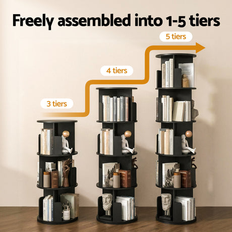 Prospect 5 Tier Rotating Bookshelf, Black