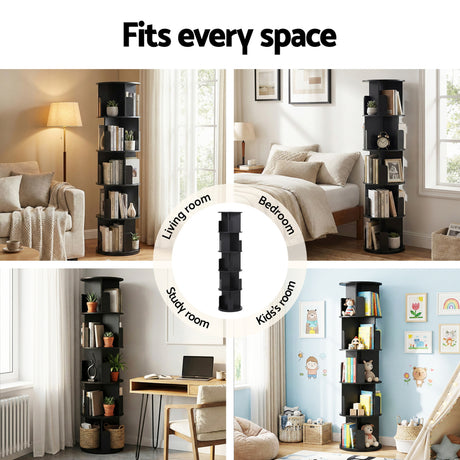 Prospect 5 Tier Rotating Bookshelf, Black