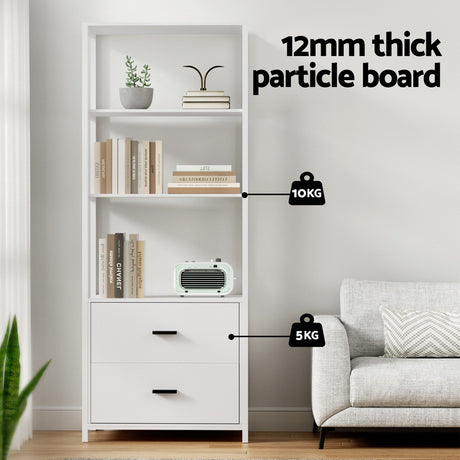 Artiss Modern White Bookshelf with Drawers