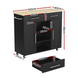 Simplon Kitchen Island Cart, 100cm, Black