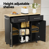 Simplon Kitchen Island Cart, 100cm, Black