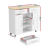 Susten Kitchen Island Cart, 100cm, White