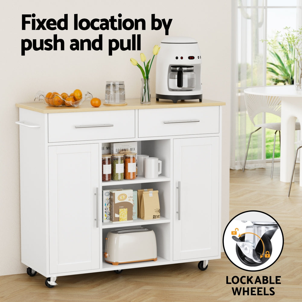 Susten Kitchen Island Cart, 100cm, White