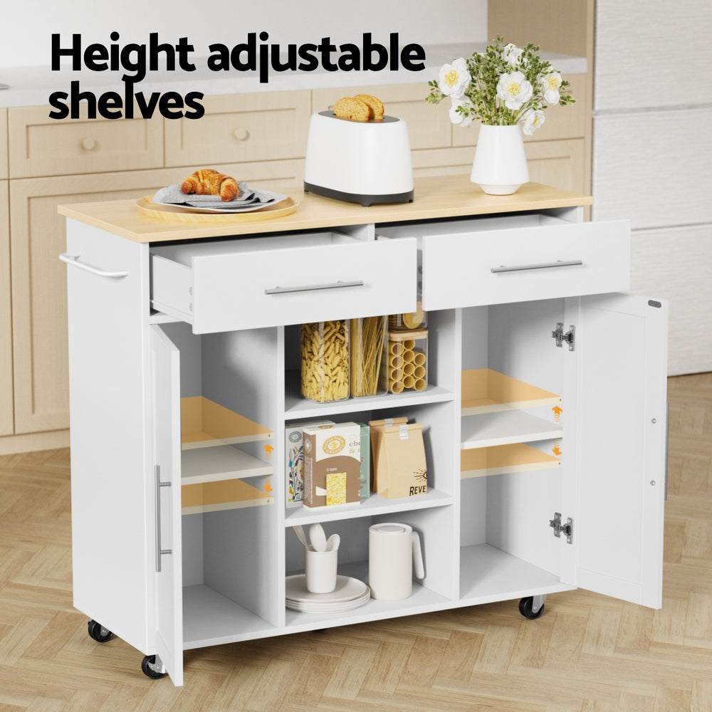 Susten Kitchen Island Cart, 100cm, White