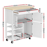 Splugen Kitchen Island Cart, 67cm, White and Oak