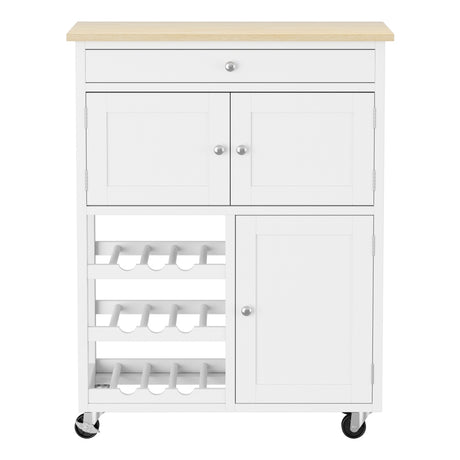 Splugen Kitchen Island Cart, 67cm, White and Oak
