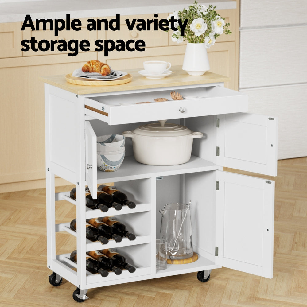 Splugen Kitchen Island Cart, 67cm, White and Oak