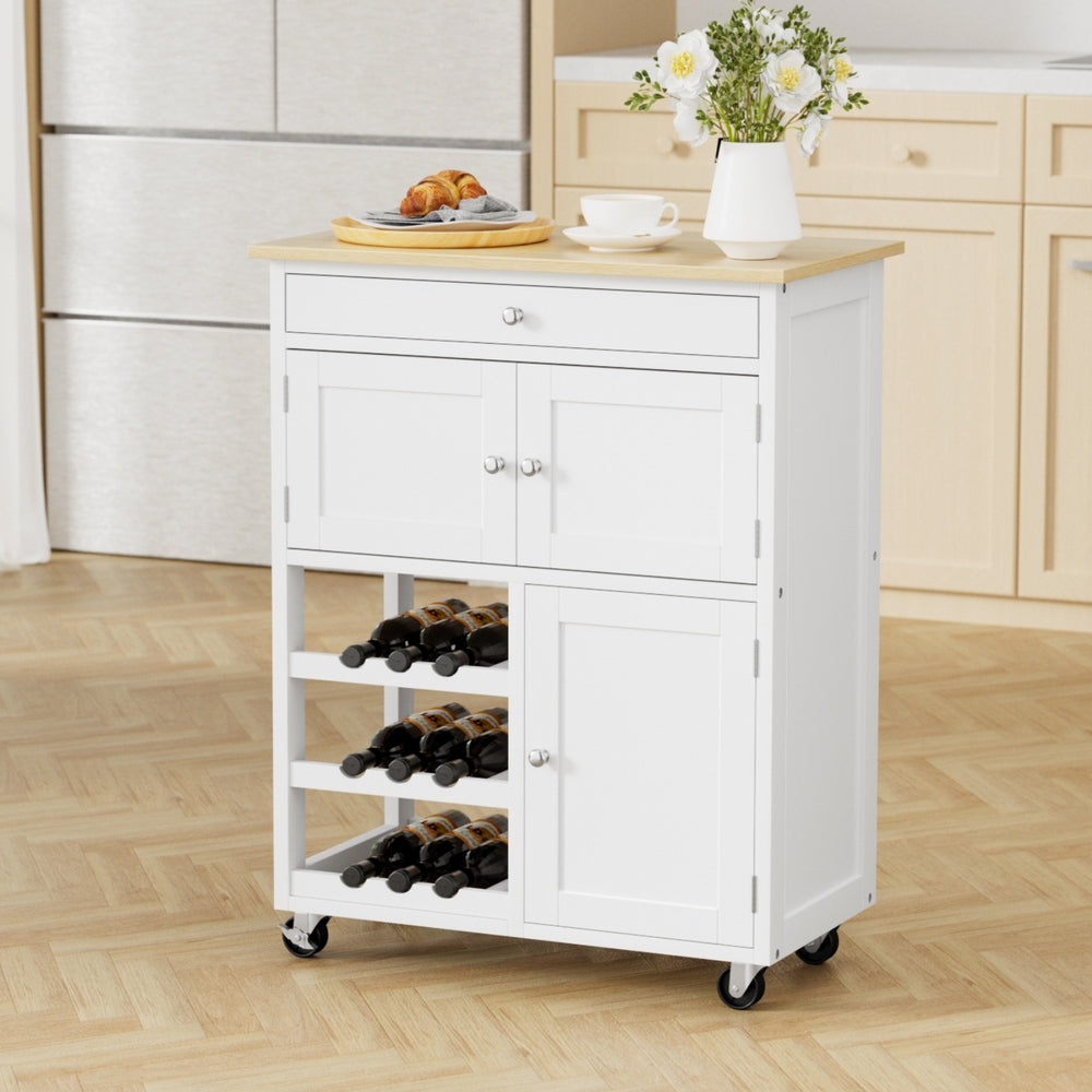 Splugen Kitchen Island Cart, 67cm, White and Oak