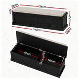 Artiss 140cm Fluted Storage Ottoman Blanket Box Black — Allure Home Collections