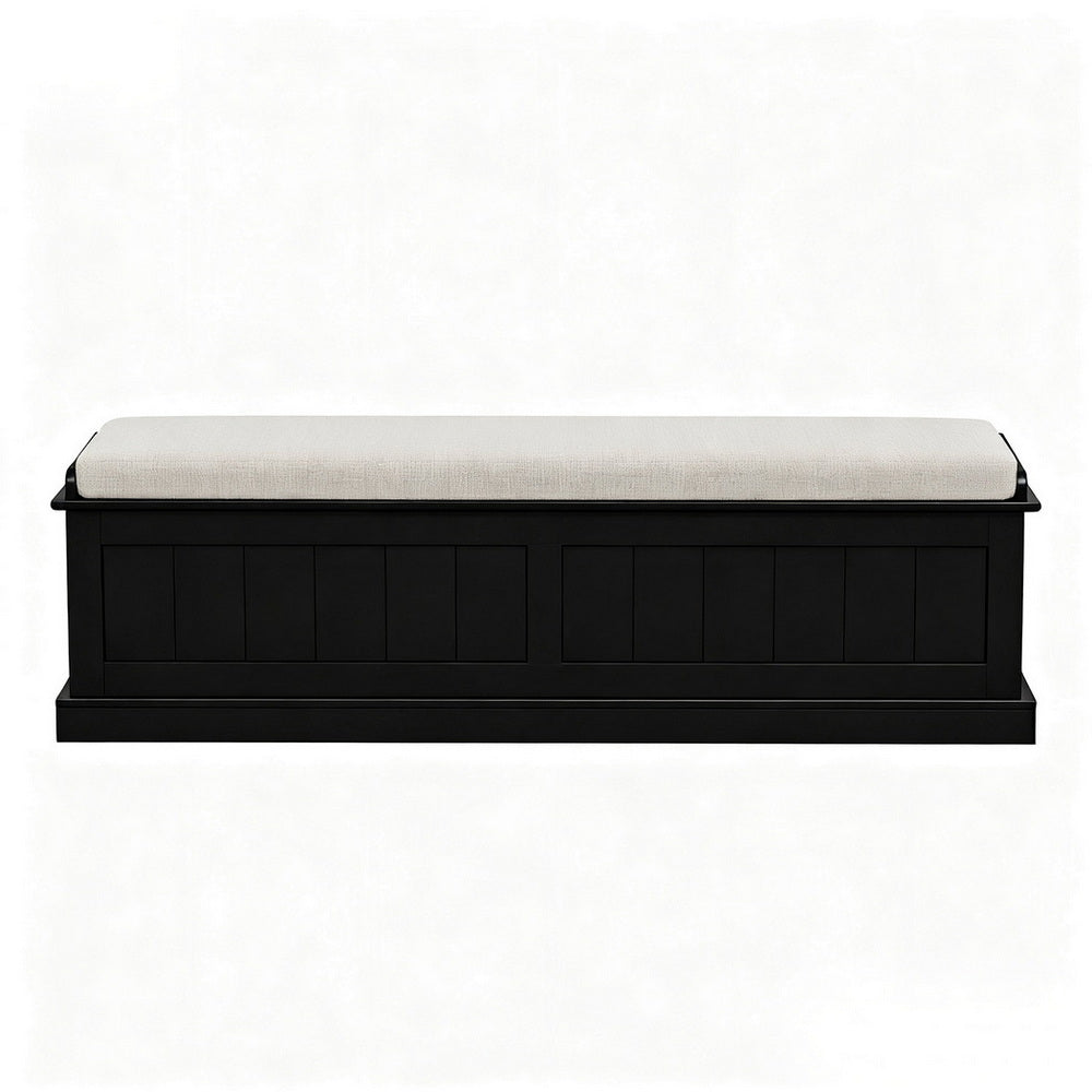 Artiss 140cm Fluted Storage Ottoman Blanket Box Black — Allure Home Collections