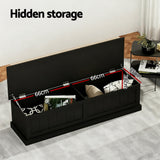 Artiss 140cm Fluted Storage Ottoman Blanket Box Black — Allure Home Collections