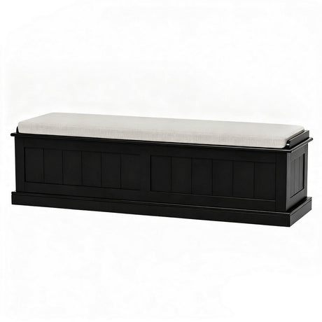 Artiss 140cm Fluted Storage Ottoman Blanket Box Black — Allure Home Collections