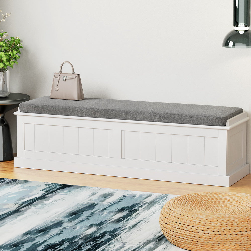 Artiss 140cm Fluted Storage Ottoman Blanket Box Grey — Allure Home Collections