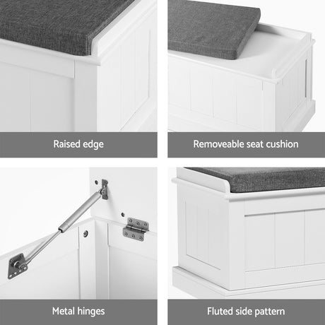 Artiss 140cm Fluted Storage Ottoman Blanket Box Grey — Allure Home Collections