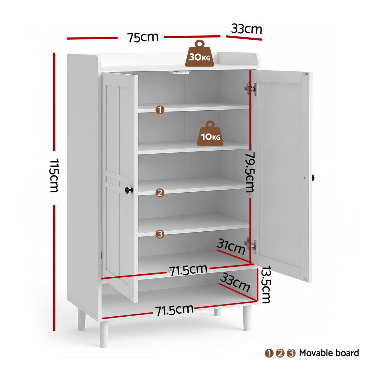Dundonnell 6 Tier Shoe Cabinet, White