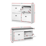 Artiss Shoe Cabinet Bench Set Flip Drawer Hallway Living Room White
