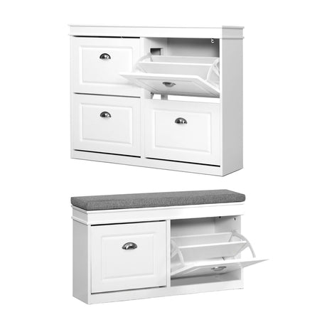 Stawell Shoe Cabinet and Bench Set, White image 4