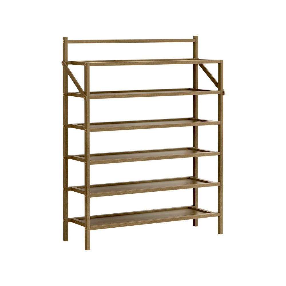 Artiss EVE 6-Tier Bamboo Shoe Rack — 18 Pairs, Foldable — Allure Home Collections
