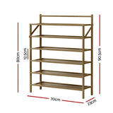 Artiss EVE 6-Tier Bamboo Shoe Rack — 18 Pairs, Foldable — Allure Home Collections