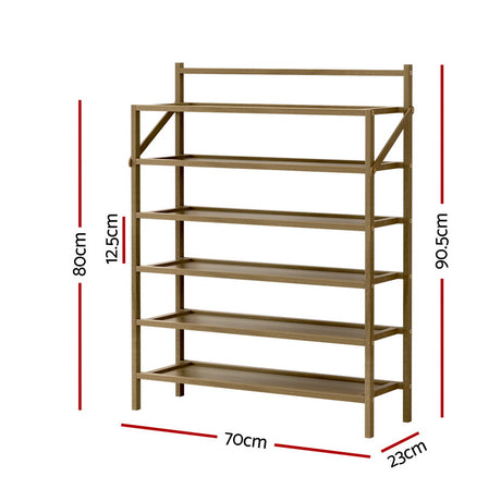 Artiss EVE 6-Tier Bamboo Shoe Rack — 18 Pairs, Foldable — Allure Home Collections