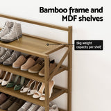 Artiss EVE 6-Tier Bamboo Shoe Rack — 18 Pairs, Foldable — Allure Home Collections