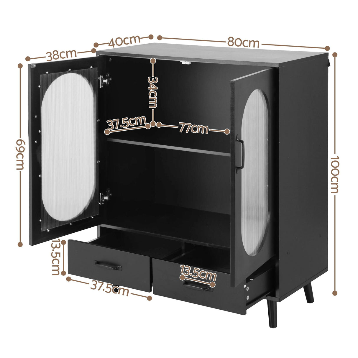 Morgan 2 Door Buffet Sideboard, Black