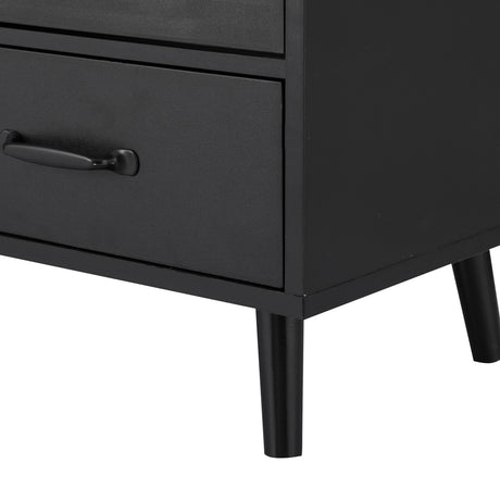 Artiss LENCY Modern Black Buffet Sideboard — Fluted Door Panels, Two Drawers — Allure Home Collections