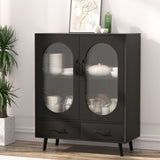 Artiss LENCY Modern Black Buffet Sideboard — Fluted Door Panels, Two Drawers — Allure Home Collections