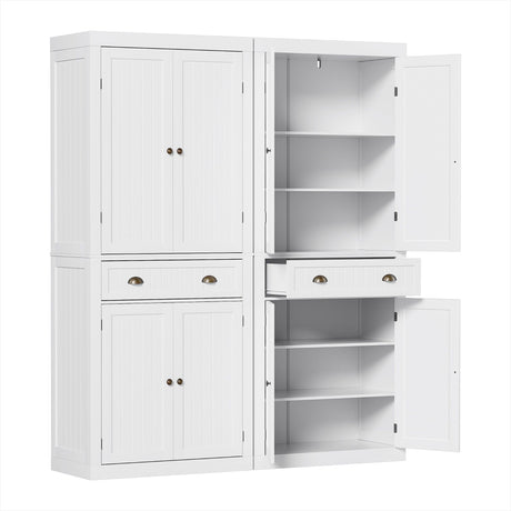 Dareton 1 Drawer Buffet Sideboard, White 2pcs