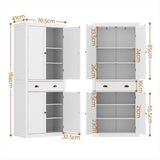 Dareton 1 Drawer Buffet Sideboard, White 2pcs
