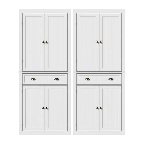 Dareton 1 Drawer Buffet Sideboard, White 2pcs