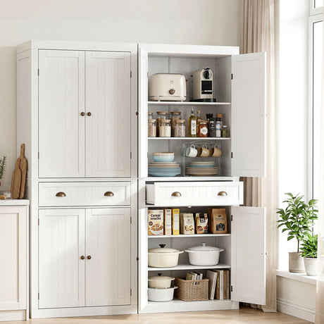 Dareton 1 Drawer Buffet Sideboard, White 2pcs