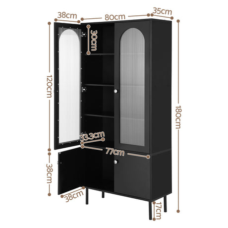 Ramco 2 Door 2 Drawer Buffet Sideboard, Black 2pcs