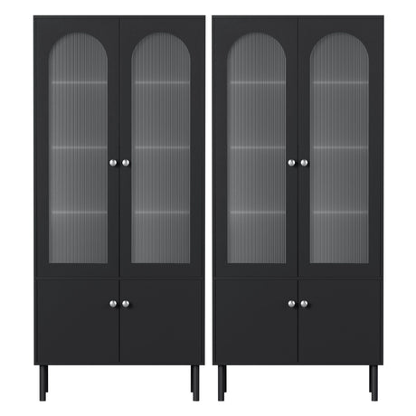 Ramco 2 Door 2 Drawer Buffet Sideboard, Black 2pcs