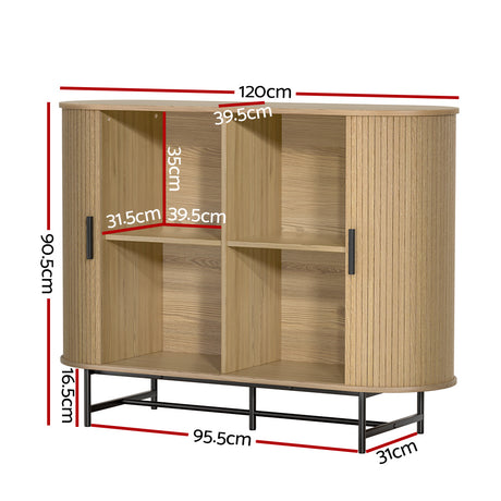 Artiss PIIA Oak Buffet Sideboard Cabinet with Sliding Doors — Traditional Meets Modern — Allure Home Collections