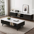 Katoomba white and black marble effect TV unit and coffee table set in a modern living room