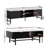 Katoomba TV Unit & Coffee Table Set, Marble Effect, White/Black