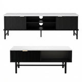 Katoomba TV Unit & Coffee Table Set, Marble Effect, White/Black